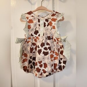 Floral and Cow Print Kids One Piece (12M)
